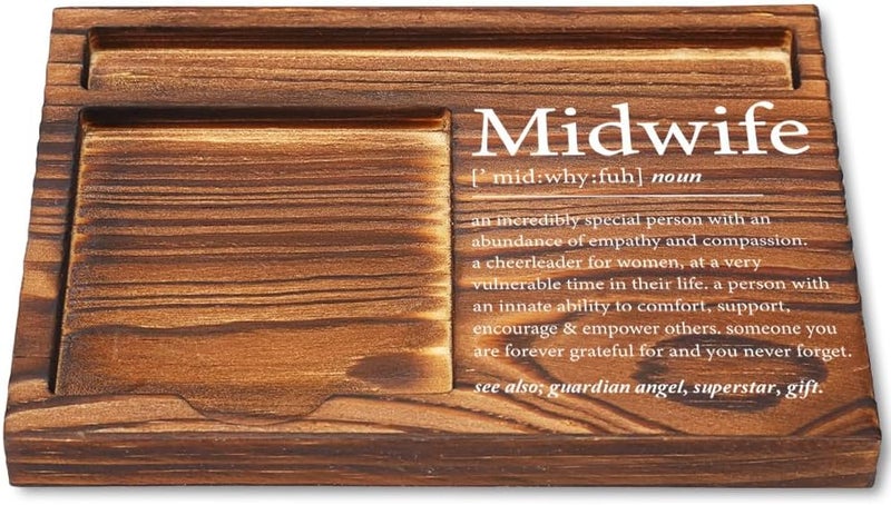 CWGOTC Midwife Appreciation Gifts for Women, Wooden Sticky Note Holder Desk Organizer, Thank You Gift for Midwives, Birthday Graduation Gift Idea for Certified Nurse Midwife, Rustic Office Decor YCB64 - Image 1
